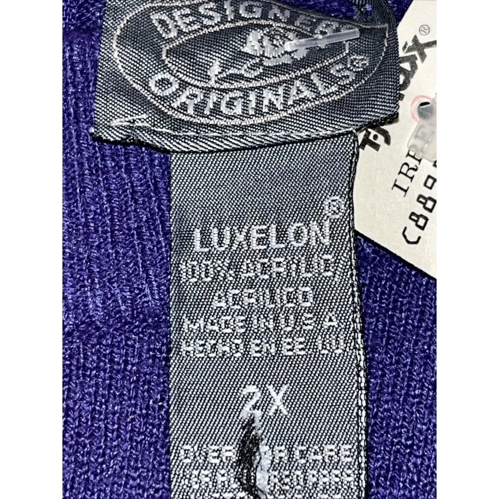 Vintage Designers Originals Purple Back Zip Sweater Luxelon Sz 2X Pullover B21